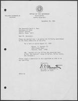 Appointment Letter from William P. Clements to David Dean, September 24, 1982