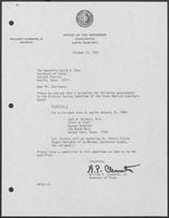 Appointment Letter from William P. Clements to David Dean, October 27, 1982