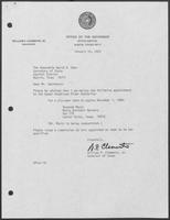 Appointment Letter from William P. Clements to David Dean, January 10, 1983