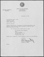 Appointment letter from William P. Clements, Jr. to Secretary of State, David A. Dean, September 23, 1982