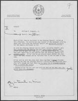 Memo from David A. Dean to William P. Clements, September 22, 1981