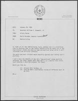Memo from David Herndon to William P. Clements, January 28, 1982