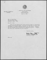 Correspondence between William P. Clements and Mrs. D. Frank Wint, January 30- April 3, 1981