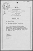 Memo from Eddie Aurispa to Hilary Doran regarding National Governors' Association, August 6, 1982