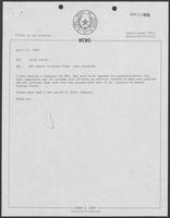 Memorandum from the Office of the Governor to Polly Sowell, April 21, 1982
