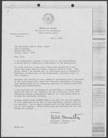 Letter from Governor William P. Clements, Jr. to Jack W. Evans, May 7, 1982
