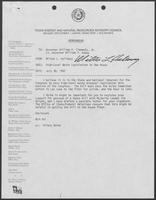 Memo from Milton Holloway to William P. Clements Jr. and Lt. Governor William Hobby regarding High Level Waste Legislation in the House, July 30, 1982