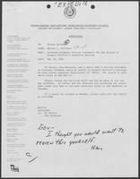 Memo from Milton Holloway to Hilary Doran regarding William P. Clements Jr. written statement for the record of Senator McClure's Committee hearing, May 10, 1982 