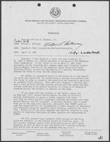 Memo from Milton Holloway to William P. Clements Jr. regarding synthetic fuels corporation working relationship, April 14, 1981