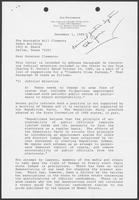 Letter from Jay Patterson to William P. Clements, Jr., December 1, 1986