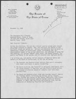 Letter from Ray Farabee to William P. Clements, Jr., November 11, 1986