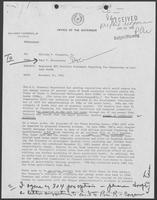 Memo from Paul Wrotenbery to William P. Clements regarding Requested William P. Clements Position Statement Regarding Tax Exemptions on Certain Bonds, November 20, 1981