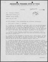 Memo from Sheila Wilkes to George Bayoud and Bill Clements, July 24, 1981