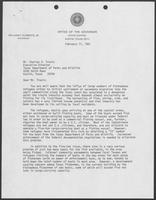 Letter from William P. Clements, Jr. to Charles Travis, regarding tensions with refugees and fishermen, February 11, 1981
