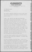 News Release from Clements for Governor regarding Jimmy Carter's visit to Forth Worth, June 23, 1978