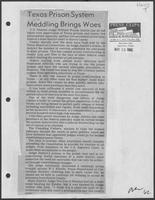 Newspaper clipping headlined, "Texas Prison System Meddling Brings Woes", May 23, 1982