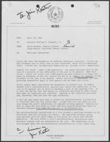 Memo from David Herndon and Paige Massey to William P. Clements, April 30, 1982