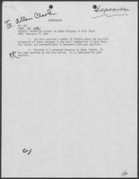 Memo from Allen Clark to William P. Clements Jr., regarding Answering letters on Cuban Refugees in East Texas, February 17, 1981