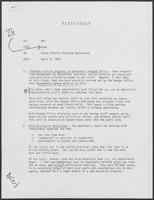 Memo from Doug Brown to William P. Clements, Jr. regarding State Affairs Division Operations, April 9, 1979