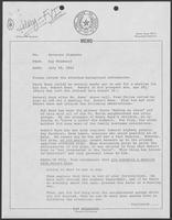 Memo from Kay Woodward to Bill Clements, July 28, 1982