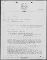Memo from David Herndon to Bill Clements, July 2, 1982