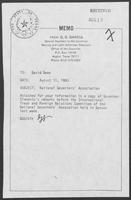 Memo from G.G. Garcia to David Dean regarding National Governor's Association, August 11, 1980.