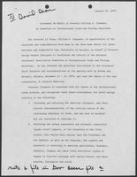Speech titled "Statement on Behalf of Governor William P. Clements to Committee on International Trade and Foreign Relations", January 22, 1979