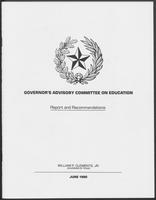 Report and Recommendations of the Governor's Advisory Committee on Education, June 1980