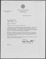 Letter exchange between Deane Karbulski and William P. Clements, September 26, 1980