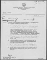 Memo from Jim Richardson to William P. Clements regarding Governors' Council on Regional Development Request of $20,000 for Support of the Regional Development Evaluation Activity, June 25, 1982