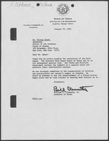 Correspondence between William P. Clements and Milena Spear regarding the American Bald Eagle, January 11, 1982