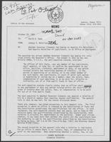 Memo to David A Dean from Johnny R McCollum, October 22, 1981