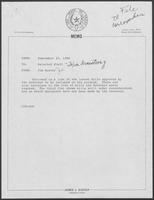 Memo from Jim Kaster to selected staff, September23, 1980, includes a list of legislative bills