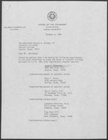 Appointment letter from Governor William P. Clements, Jr., to George W. Strake, Jr., October 10, 1981