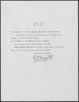 Appointment letter from William P. Clements to the Senate of the 67th Legislature, May 15, 1981