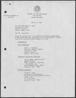 Letter from Governor William P. Clements, Jr. to David A. Dean regarding appointments, March 17, 1982