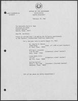 Appointment letter from William P. Clements, Jr. to David A. Dean, February 25, 1982