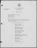 Letter from William P. Clements to George W. Strake regarding Texas Film Commission Advisory Council appointments, December 16, 1980