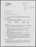 Memorandum from Rich Thomas to Jim Francis regarding Attorney General's Budget Document, August 23, 1982