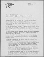 Memorandum from Rich Thomas to Jim Francis regarding White's Utilities Fuel Adjustment Charge Ads, October 6, 1982