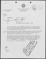 Memo from David A. Dean to William P. Clements, Jr., regarding Texas General Land Office Commissioner Bob Armstrong letter of 13 March 1979