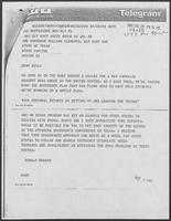 Telegram from President Ronald Reagan to Governor William P. Clements, Jr., July 30, 1982