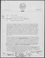 Memo from David Herndon to William P. Clements, regarding Midwestern State University Lawsuit, April 23, 1982