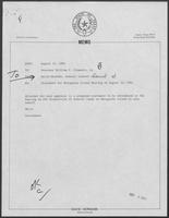 Memo from David Herndon to William P. Clements, Jr. regarding Statement for Matagorda Island Hearing on August 23, 1982, August 12, 1982
