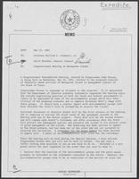 Memo from David Herndon to William P. Clements, Jr. regarding Congressional Hearing on Matagorda Island, May 24, 1982