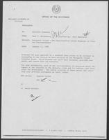Memo Paul T. Wrotenbery to William P. Clements, Jr. regarding Matagorda Island, January 11, 1982