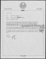 Memo from David A. Dean to William P. Clements, Jr. regarding Matagorda Island, June 1, 1981