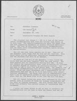 Memo from Jim Kaster to William P. Clements, September 16, 1982, regarding legislative programs for next session