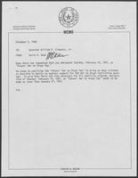 Memo from David A. Dean to William P. Clements regarding designating February 10, 1981 as "Texans' War on Drugs Day", December 5, 1980