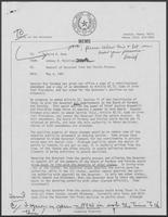 Memo from Johnny R. McCollum to David A. Dean, Forwarded to William P. Clements, Jr., regarding Removal of Governor from the Parole Process, May 4, 1981